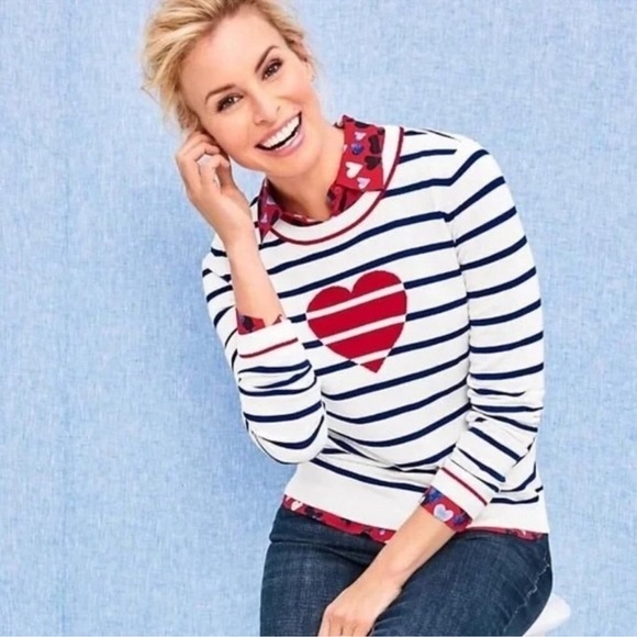 Talbots Sweaters - Women’s Striped long sleeve heart sweater